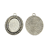 Tibetan Style Zinc Alloy Oval Pendant Cabochons Settings TIBEP-R334-257AS-RS-1