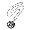 304 Stainless Steel Rose Flowre Pentagram Pendant Box Chain Necklaces STAS-D196-03P-3