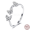 Anti-Tarnish Rhodium Plated 925 Sterling Silver Cuff Rings RJEW-BB66961-1