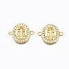 Brass Micro Pave Clear Cubic Zirconia Links Connectors ZIRC-N039-117-NF-1