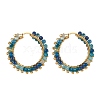 Natural Agate Beaded Hoop Earrings EJEW-JE04847-02-1