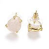 Natural Rose Quartz Stud Earrings X-EJEW-L196-03B-2