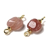 Natural Strawberry Quartz Connector Charms FIND-C046-11A-G-2