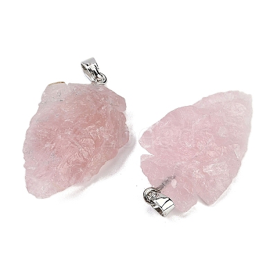 Raw Rough Natural Rose Quartz Pendants G-G162-01P-01-1