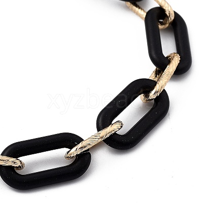 Spray Painted CCB Plastic & Aluminum Paperclip Chain Bracelets Sets BJEW-JB05432-1