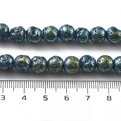 Electroplated Natural Lava Rock Beads Strands G-A251-E01-01E-1