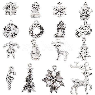96Pcs 16 Style Tibetan Style Alloy Pendants FIND-SC0004-75-1