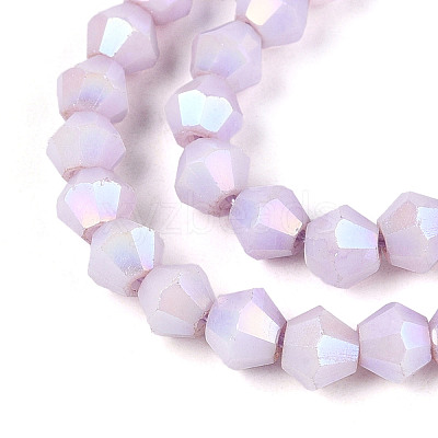 Anti-Tarnish Electroplate Bicone Glass Beads Strands EGLA-T021-4mm-16-01-1