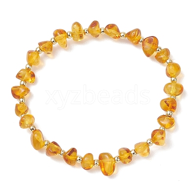Natural Amber Beads Stretch Bracelets for Women BJEW-JB13294-1