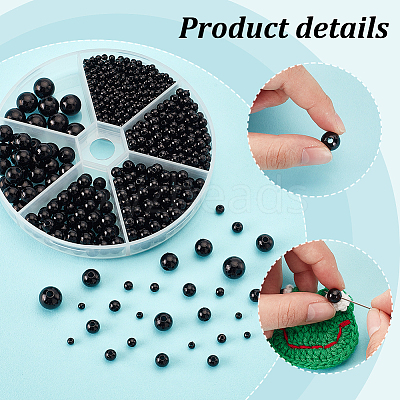 1070Pcs 6 Styles ABS Plastic Imitation Pearl Beads KY-PH0001-44-1