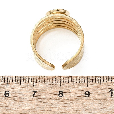 304 Stainless Steel with Glass Cat Eye Cuff Rings for Women RJEW-K309-40F-1