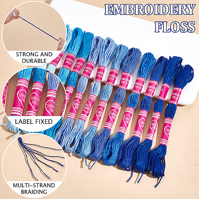 12 Skeins 6-Ply Polycotton(Polyester Cotton) Embroidery Floss DIY-CY0002-94D-1