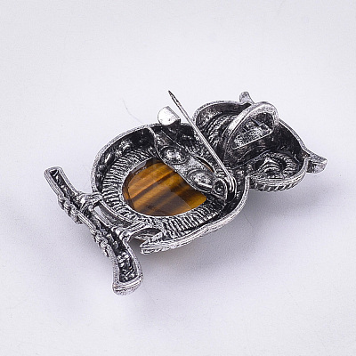 Natural Tiger Eye Brooches/Pendants G-S353-05M-1