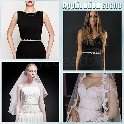 Metal Full Crystal Rhinestone Horse Eye Bridal Waist Belts for Wedding Dress AJEW-WH20080-65A-S-1