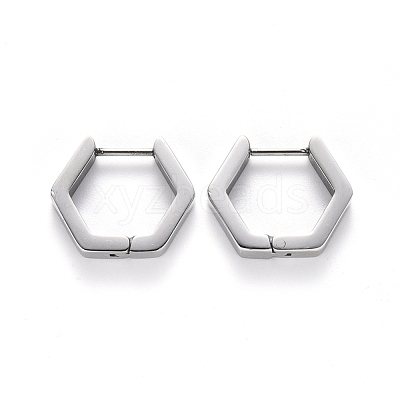Non-Tarnish 304 Stainless Steel Huggie Hoop Earrings X-STAS-S103-24P-1