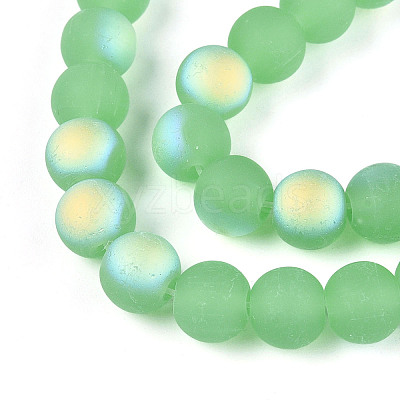 Frosted Imitation Jade Glass Beads Strands GLAA-T032-J8mm-MBB05-1