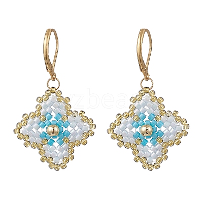 Handmade Glass Seed Beads Flower Leverback Earrings EJEW-MZ00578-01-1