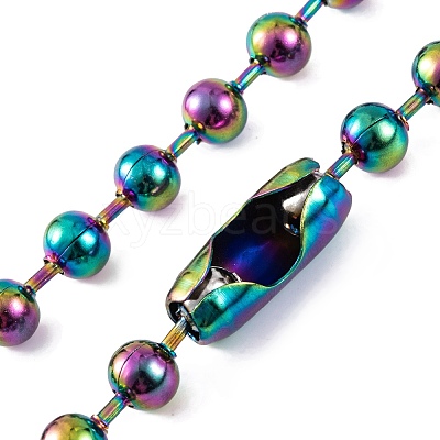 Ion Plating(IP) 304 Stainless Steel Ball Chain Necklaces for Women NJEW-G135-01B-RC-1