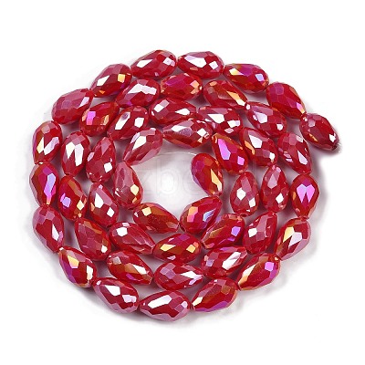 Opaque Solid Color Electroplate Glass Beads Strands EGLA-N013-P6mm-B07-1