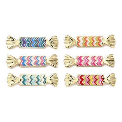 Rack Plating Brass Enamel Connector Charms KK-B092-23G-1