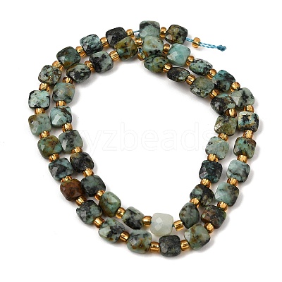 Natural African Turquoise(Jasper) Beads Strands GG-CBA96AE-A06-6x6mm-1