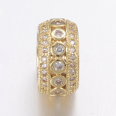 Brass Micro Pave Cubic Zirconia Beads ZIRC-G125-43G-1