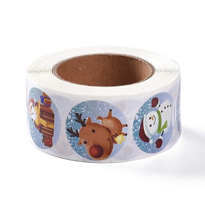 8 Patterns Christmas Round Dot Self Adhesive Paper Stickers Roll LS-DIY-A042-01D-1