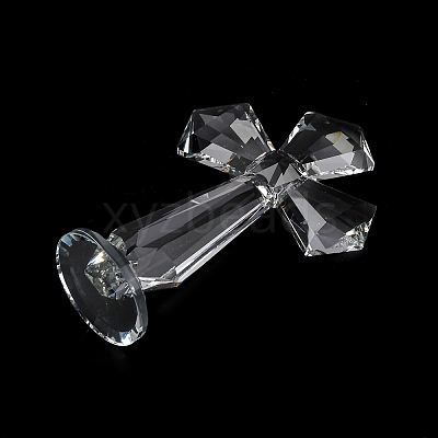 Natural Quartz Crystal Cross Figurines AJEW-H154-01A-1