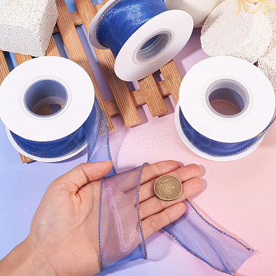 3 Rolls Polyester Organza Ribbons SRIB-TA0001-26A-1