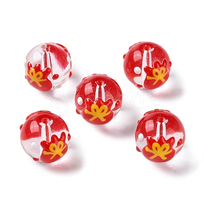 Chinese Style Transparent Glass Enamel Beads Strands GLAA-G107-05A-1
