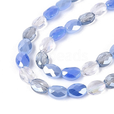 Electroplate Imitation Jade & Opaque & Transparent Glass Beads Strands EGLA-Q135-6x8MM-01G-1
