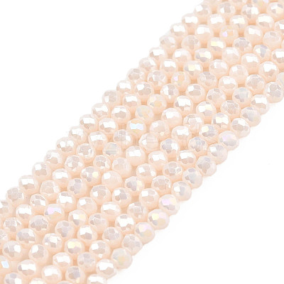 Electroplate Opaque Solid Color Glass Beads Strands X-EGLA-Q112-B17-1
