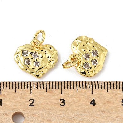 Brass Micro Pave Clear Cubic Zirconia Charms KK-V015-18G-1