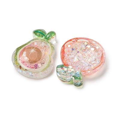 Glitter Transparent Resin Cabochons RE-CBAE980-05-1