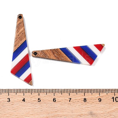 Independence Day Opaque Striped Resin & Walnut Wood Pendants RESI-U010-02F-1