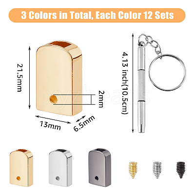 36 Sets 3 Color Alloy Cord Ends FIND-DC0004-64-1