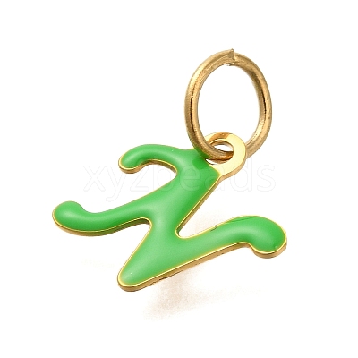 Ion Plating(IP) 304 Stainless Steel Enamel Alphabet Charms STAS-F308-02G-N-1