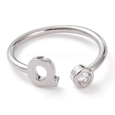 Brass Micro Pave Clear Cubic Zirconia Cuff Rings RJEW-Z005-Q-P-1