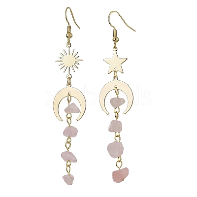 Moon & Sun & Star Brass Asymmetrical Earrings EJEW-JE05461-02-1
