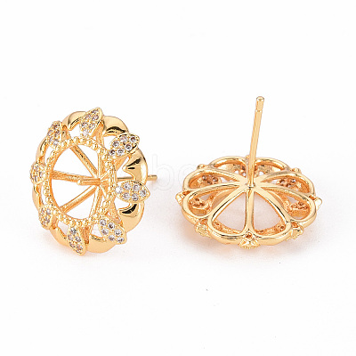 Brass Micro Pave Clear Cubic Zirconia Stud Earrings Findings KK-T062-128G-NF-1