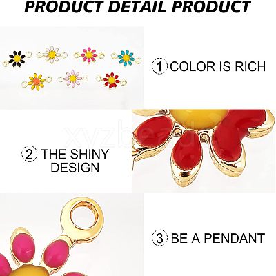 42Pcs 7 Colors Brass Enamel Links Connectors KK-FH0003-09-1