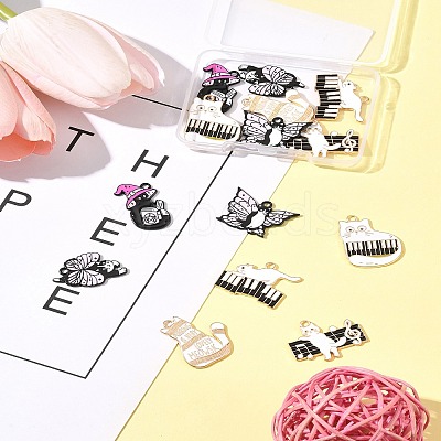 14Pcs 7 Styles Spray Painted Alloy Enamel Pendants ENAM-FS0002-63-1