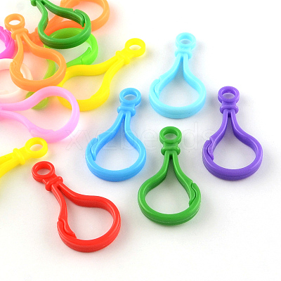 Opaque Solid Color Bulb Shaped Plastic Push Gate Snap Keychain Clasp Findings X-KY-R006-M-1