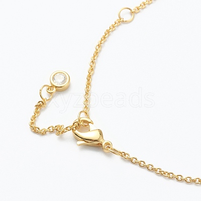 Brass Micro Pave Clear Cubic Zirconia Pendant Necklaces NJEW-J059-01K-1