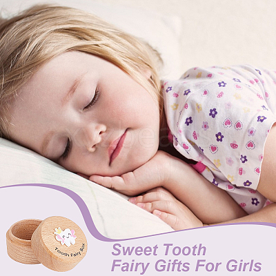 Round Printed Wood Baby Tooth Keepsake Cases with Lids CON-WH0113-12A-1