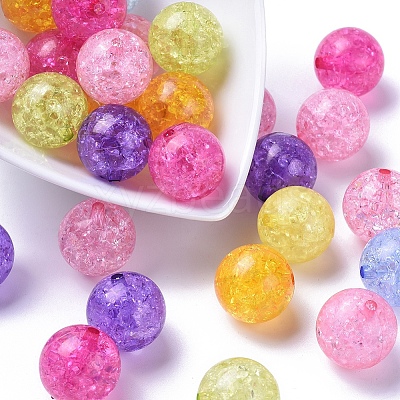 Transparent Crackle Acrylic Beads CACR-R008-20mm-M-1