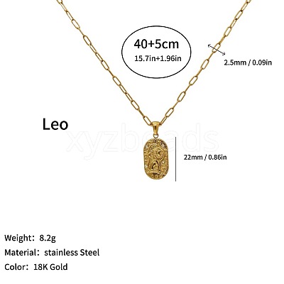 304 Stainless Steel Zodiac Constellation Pendant Paperclip Chain Necklaces ZP0058-7-1