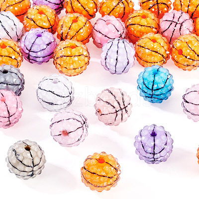 30Pcs Sport Theme Resin Rhinestone Beads RESI-TA0004-12-1