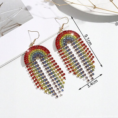 Rainbow Alloy Rhinestone Dangle Earrings FS-WG2B80A-01-1