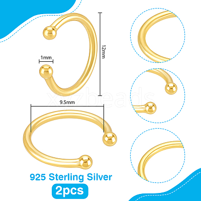 2Pcs 925 Sterling Silver Cuff Earrings EJEW-PH0001-39-1